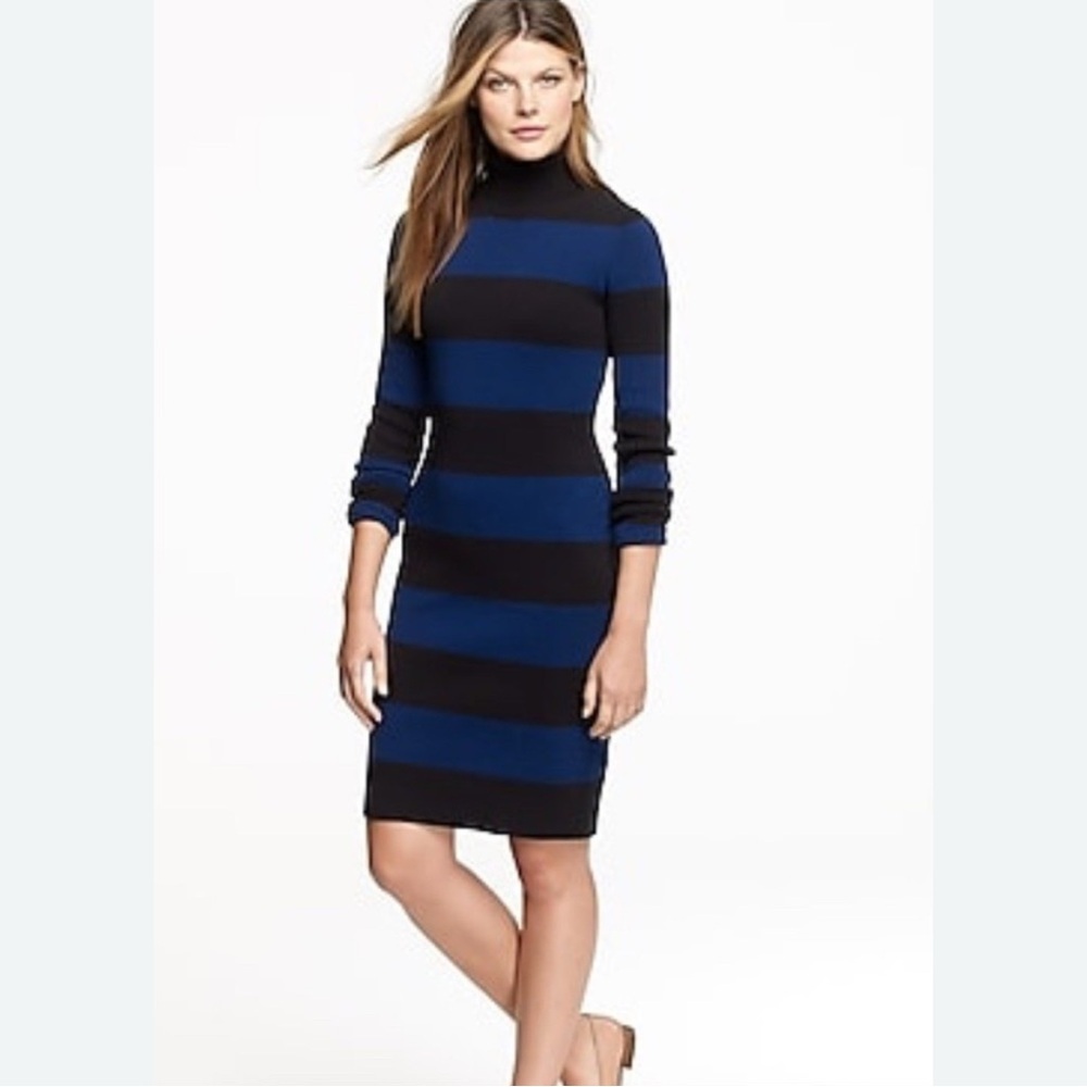J. Crew Striped Turtleneck Knit Dress in Purple and Black Size S